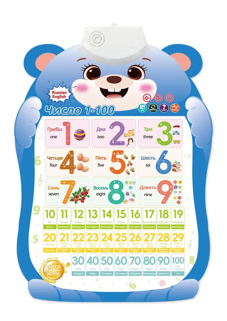 English-Russian Wall Charts, Numbers 1-100 Style