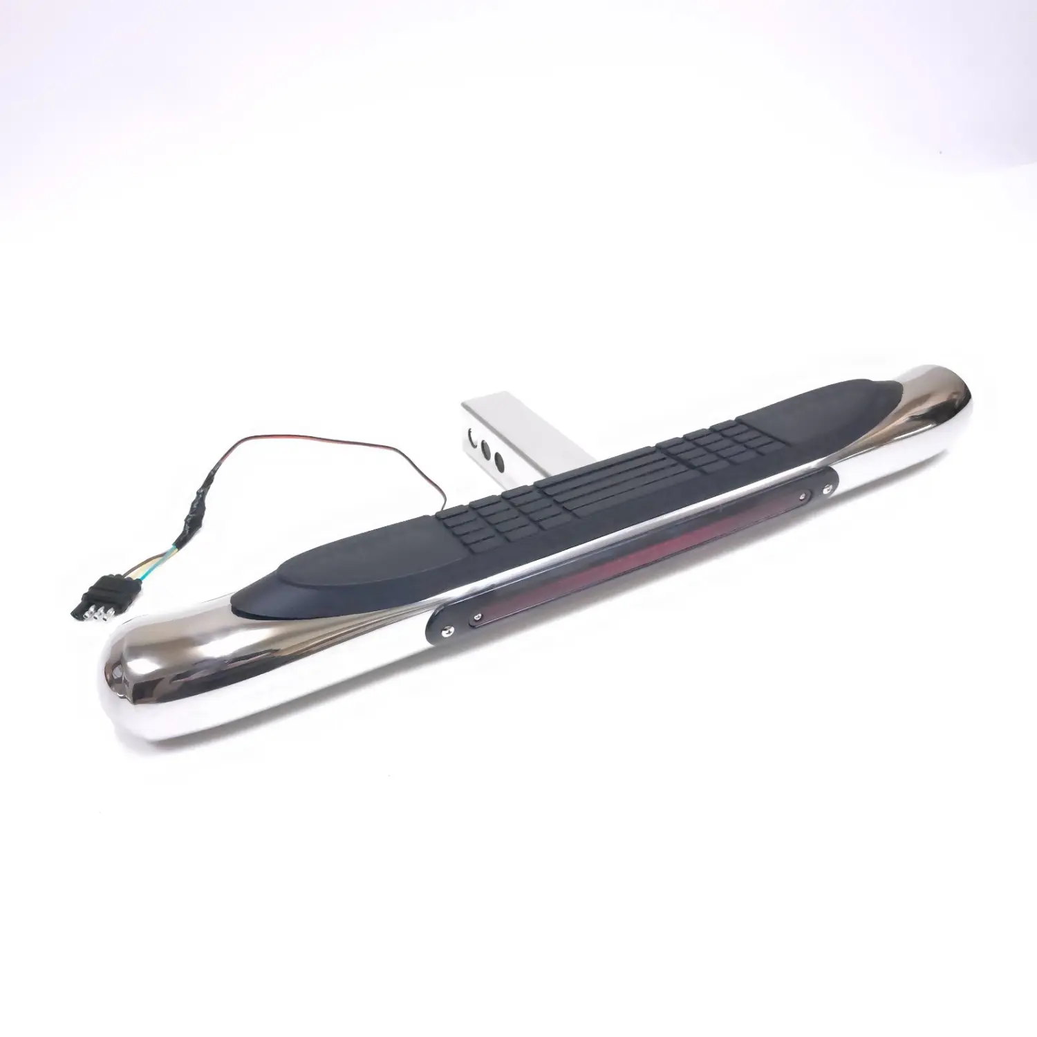 For 2" Receiver Steel Tow Hitch Step Bar Guard Chrome 28x3" With LED Brake Light