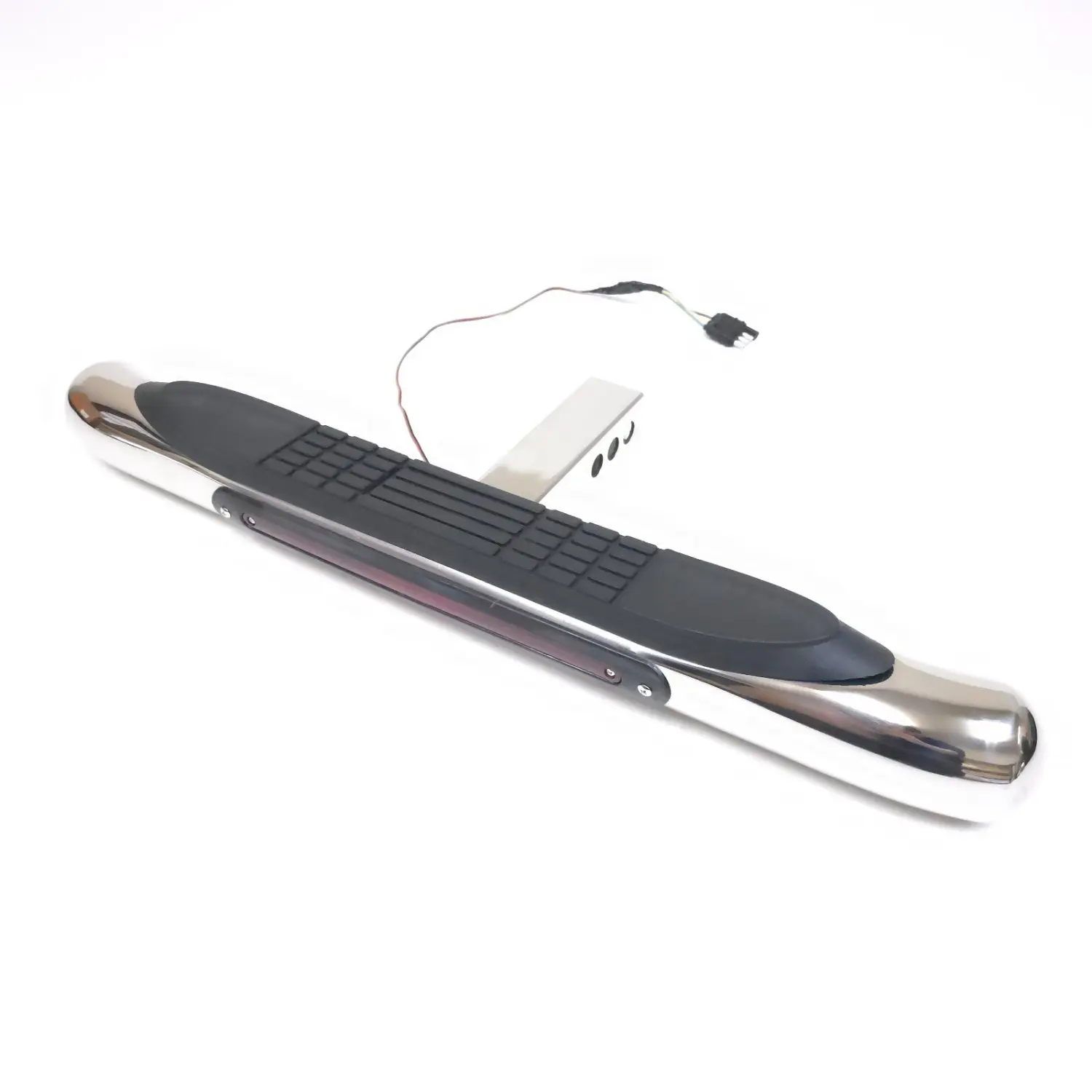 For 2" Receiver Steel Tow Hitch Step Bar Guard Chrome 28x3" With LED Brake Light