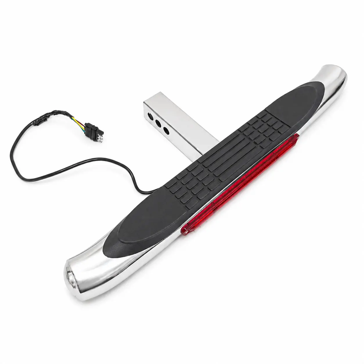 For 2" Receiver Steel Tow Hitch Step Bar Guard Chrome w/ LED Brake Light 28"x3"