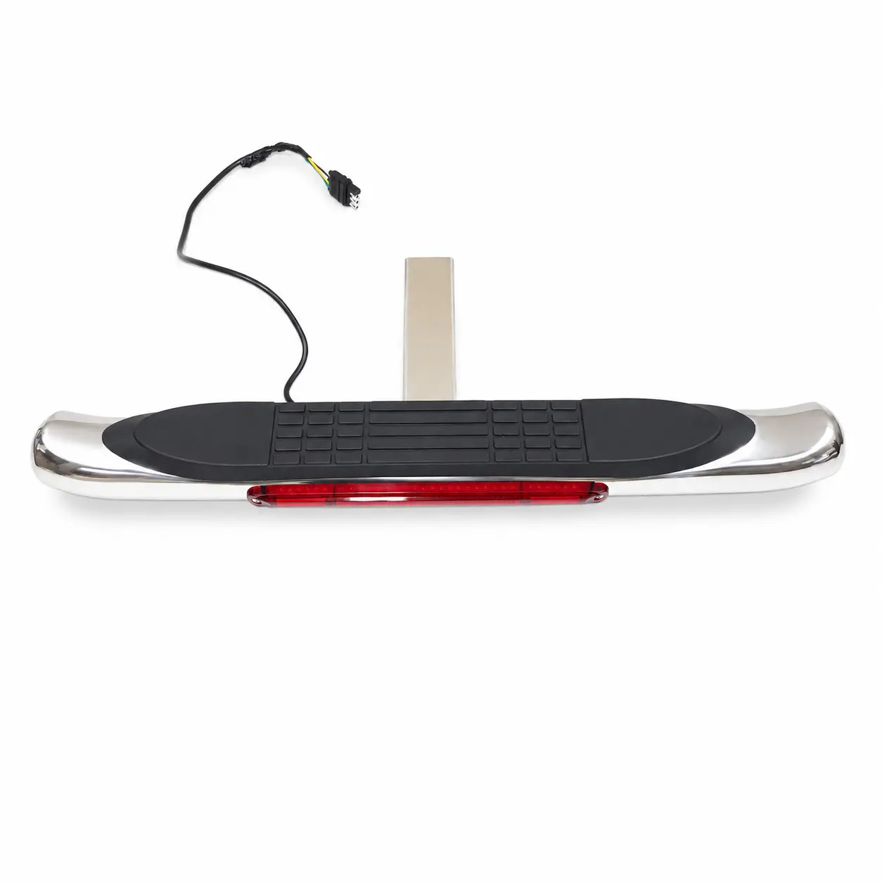 For 2" Receiver Steel Tow Hitch Step Bar Guard Chrome w/ LED Brake Light 28"x3"