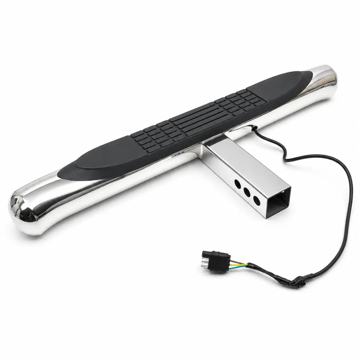 For 2" Receiver Steel Tow Hitch Step Bar Guard Chrome w/ LED Brake Light 28"x3"