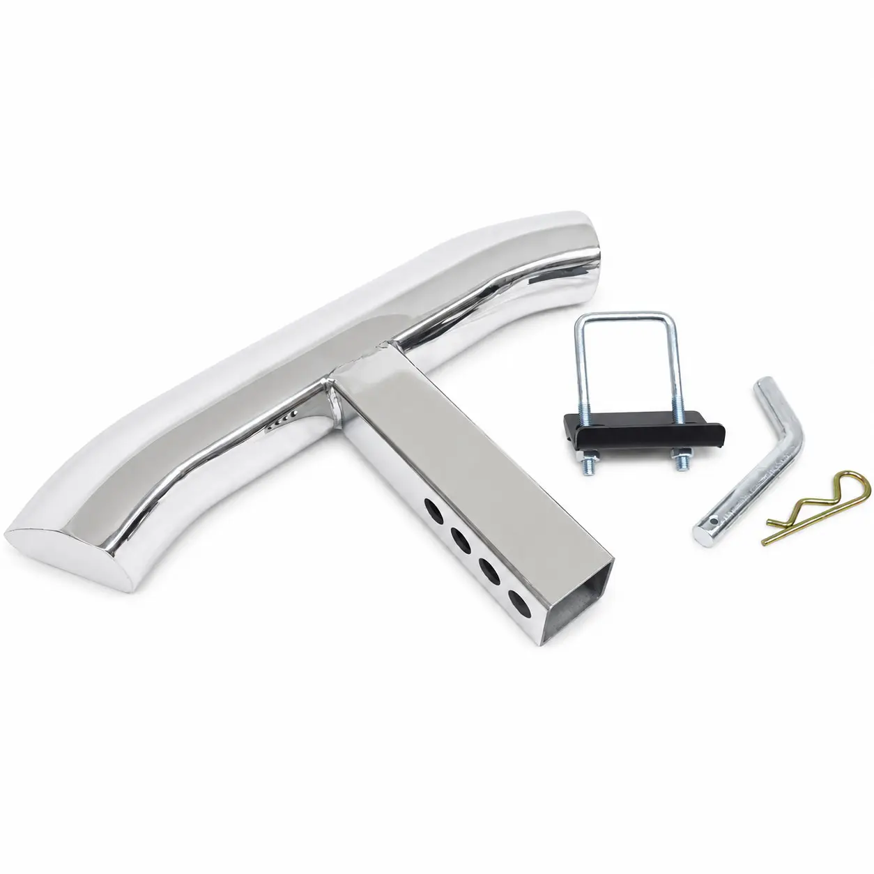 For 2" Receiver Truck Heavy Duty Steel Tow Hitch Step Bar Guard 18" Chrome Slant
