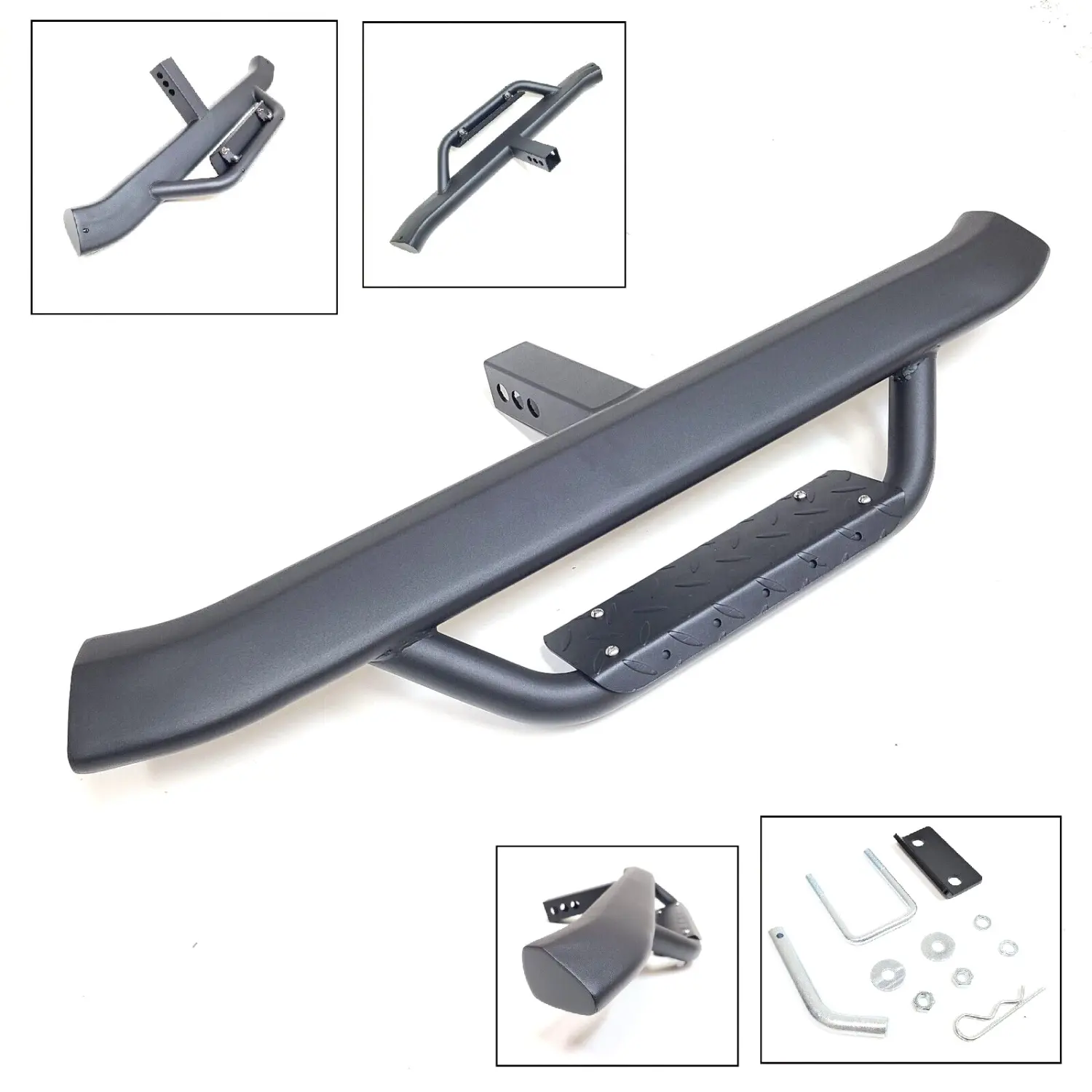 For 2" Receiver Truck Heavy Duty Tow Hitch Step Bar Guard Drop Step Aero Black