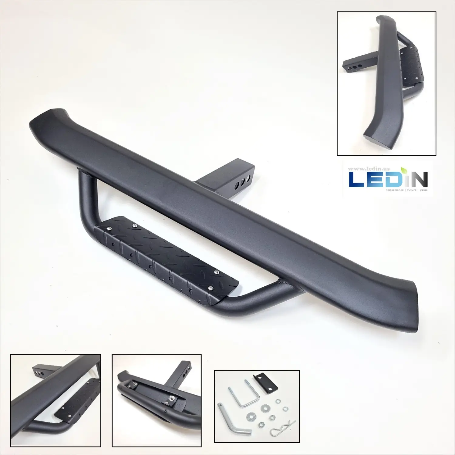 For 2" Receiver Truck Heavy Duty Tow Hitch Step Bar Guard Drop Step Black Slant