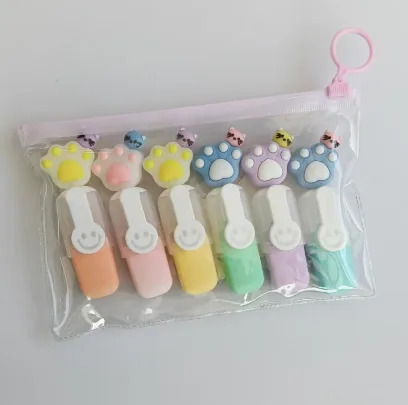 KC-228-45 Cat Claw Fluorescent Pen PVC Bagged 6 Pieces