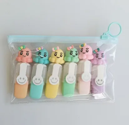LX-309-8 Octopus Fluorescent Pen PVC Bagged 6 Pieces