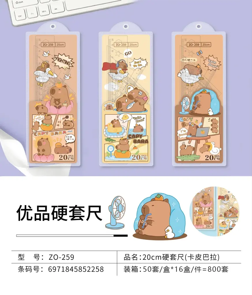 ZO-259 Hard Ruler Set 20CM Capibara